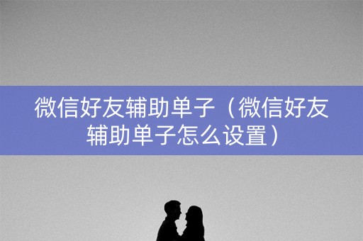 微信好友辅助单子（微信好友辅助单子怎么设置）