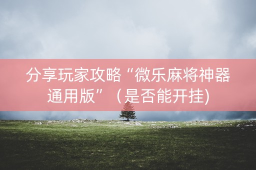 分享玩家攻略“微乐麻将神器通用版”（是否能开挂)