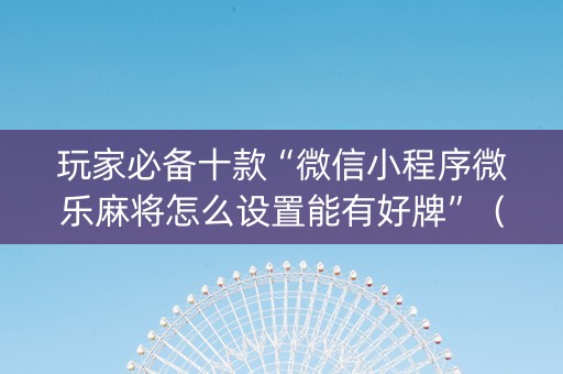 玩家必备十款“微信小程序微乐麻将怎么设置能有好牌”（辅助器下载)