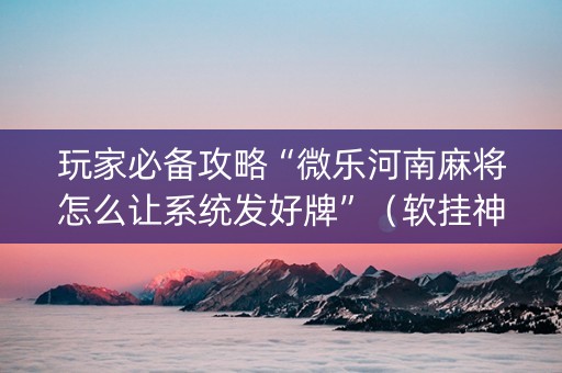玩家必备攻略“微乐河南麻将怎么让系统发好牌”（软挂神器)