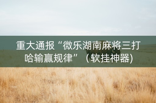 重大通报“微乐湖南麻将三打哈输赢规律”（软挂神器)