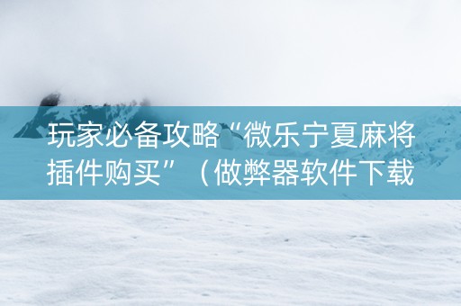 玩家必备攻略“微乐宁夏麻将插件购买”（做弊器软件下载)