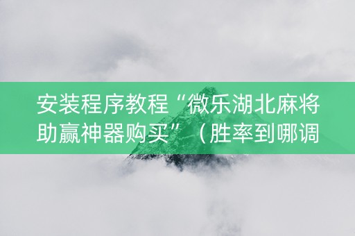 安装程序教程“微乐湖北麻将助赢神器购买”（胜率到哪调)