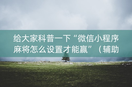 给大家科普一下“微信小程序麻将怎么设置才能赢”（辅助器通用版)