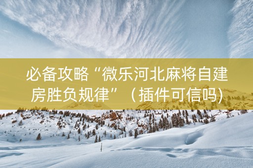 必备攻略“微乐河北麻将自建房胜负规律”（插件可信吗)