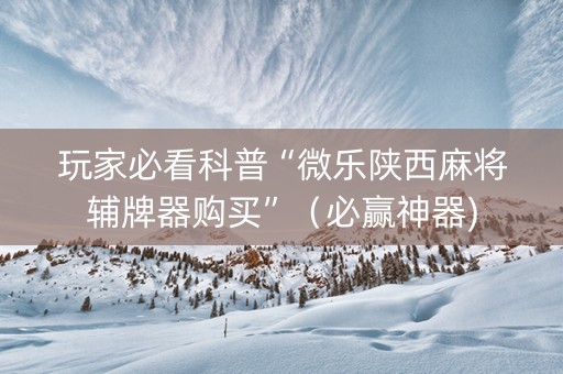 玩家必看科普“微乐陕西麻将辅牌器购买”（必赢神器)