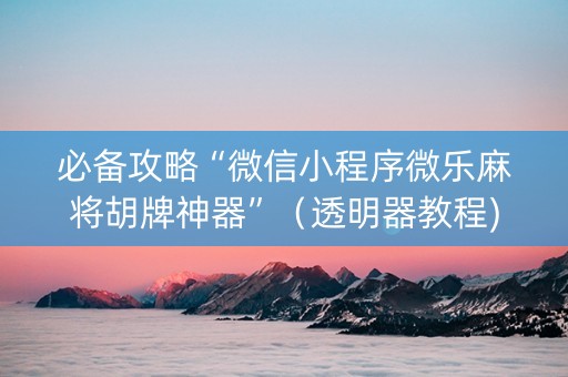 必备攻略“微信小程序微乐麻将胡牌神器”（透明器教程)