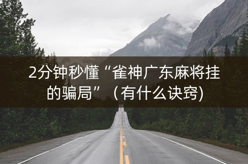2分钟秒懂“雀神广东麻将挂的骗局”（有什么诀窍)