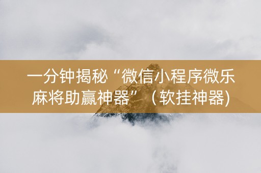 一分钟揭秘“微信小程序微乐麻将助赢神器”（软挂神器)