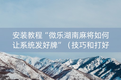 安装教程“微乐湖南麻将如何让系统发好牌”（技巧和打好牌方法)
