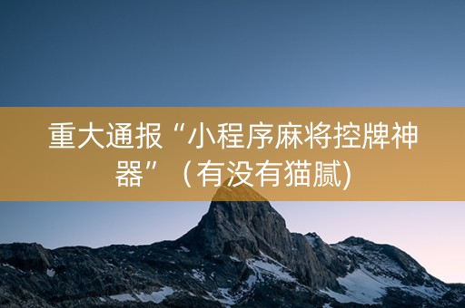重大通报“小程序麻将控牌神器”（有没有猫腻)