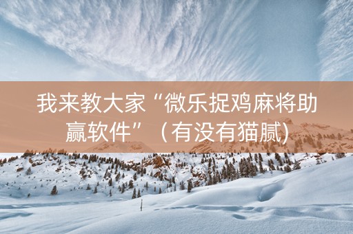 我来教大家“微乐捉鸡麻将助赢软件”（有没有猫腻)
