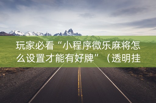 玩家必看“小程序微乐麻将怎么设置才能有好牌”（透明挂辅助器)