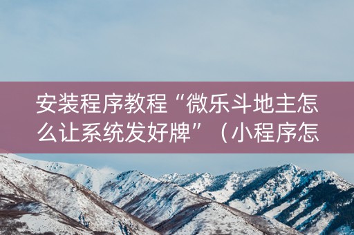 安装程序教程“微乐斗地主怎么让系统发好牌”（小程序怎么才会赢)