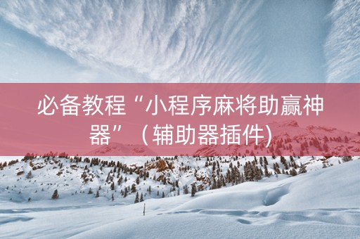 必备教程“小程序麻将助赢神器”（辅助器插件)