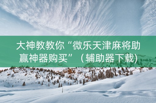 大神教教你“微乐天津麻将助赢神器购买”（辅助器下载)