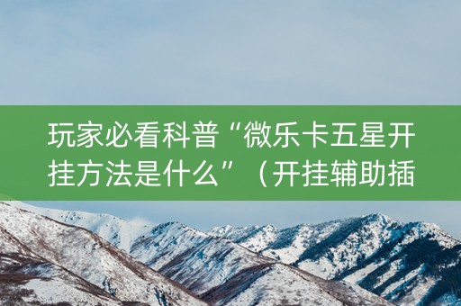 玩家必看科普“微乐卡五星开挂方法是什么”（开挂辅助插件)