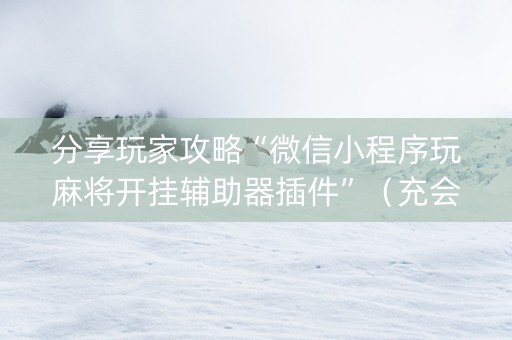 分享玩家攻略“微信小程序玩麻将开挂辅助器插件”（充会员胜率高)