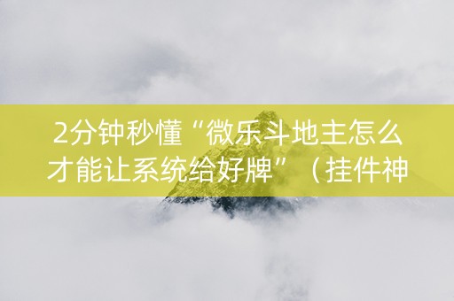 2分钟秒懂“微乐斗地主怎么才能让系统给好牌”（挂件神器)