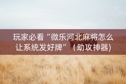 玩家必看“微乐河北麻将怎么让系统发好牌”（助攻神器)