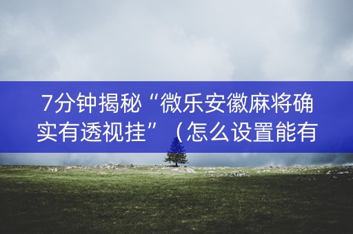 7分钟揭秘“微乐安徽麻将确实有透视挂”（怎么设置能有好牌)