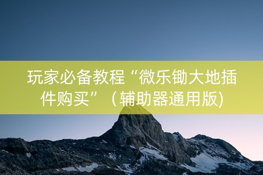 玩家必备教程“微乐锄大地插件购买”（辅助器通用版)