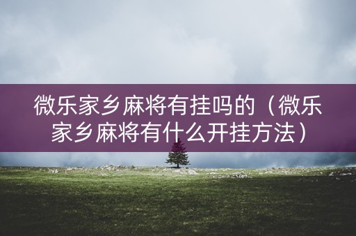 微乐家乡麻将有挂吗的（微乐家乡麻将有什么开挂方法）