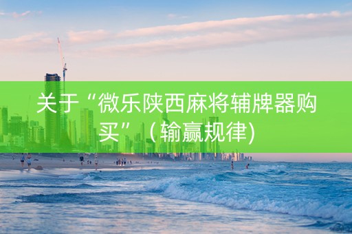 关于“微乐陕西麻将辅牌器购买”（输赢规律)