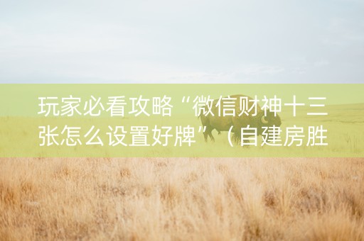 玩家必看攻略“微信财神十三张怎么设置好牌”（自建房胜负规律)