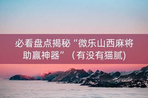 必看盘点揭秘“微乐山西麻将助赢神器”（有没有猫腻)