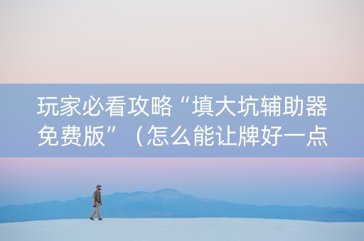 玩家必看攻略“填大坑辅助器免费版”（怎么能让牌好一点)