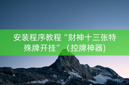 安装程序教程“财神十三张特殊牌开挂”（控牌神器)