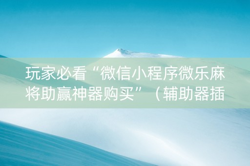 玩家必看“微信小程序微乐麻将助赢神器购买”（辅助器插件)
