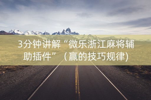 3分钟讲解“微乐浙江麻将辅助插件”（赢的技巧规律)