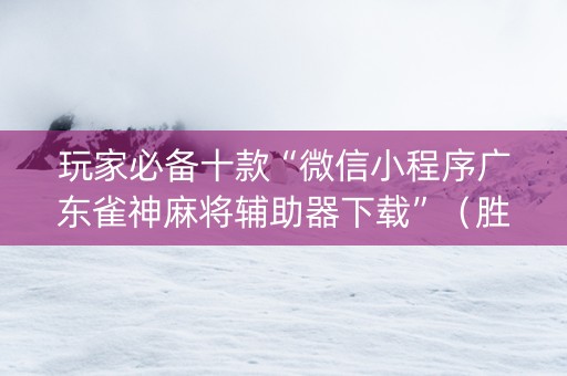 玩家必备十款“微信小程序广东雀神麻将辅助器下载”（胜率到哪调)