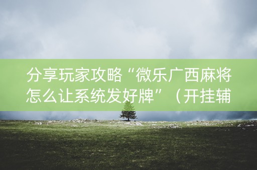 分享玩家攻略“微乐广西麻将怎么让系统发好牌”（开挂辅助器插件)