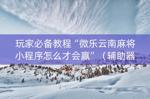玩家必备教程“微乐云南麻将小程序怎么才会赢”（辅助器插件)