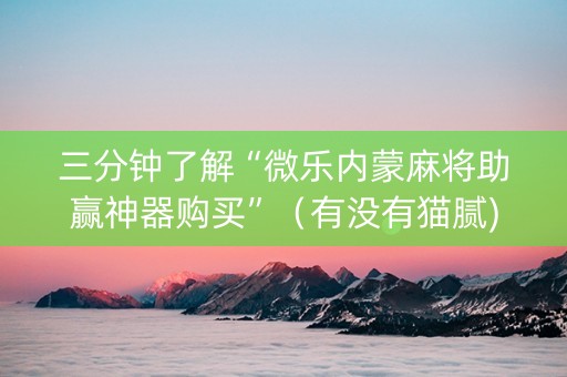 三分钟了解“微乐内蒙麻将助赢神器购买”（有没有猫腻)