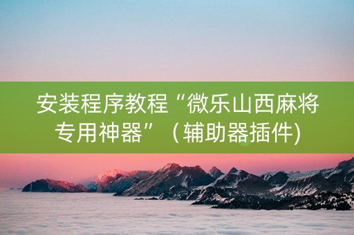 安装程序教程“微乐山西麻将专用神器”（辅助器插件)