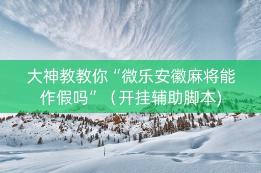 大神教教你“微乐安徽麻将能作假吗”（开挂辅助脚本)