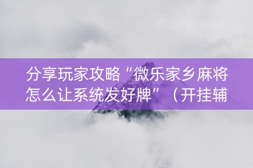 分享玩家攻略“微乐家乡麻将怎么让系统发好牌”（开挂辅助器脚本)