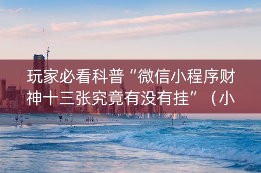 玩家必看科普“微信小程序财神十三张究竟有没有挂”（小程序辅助软件)