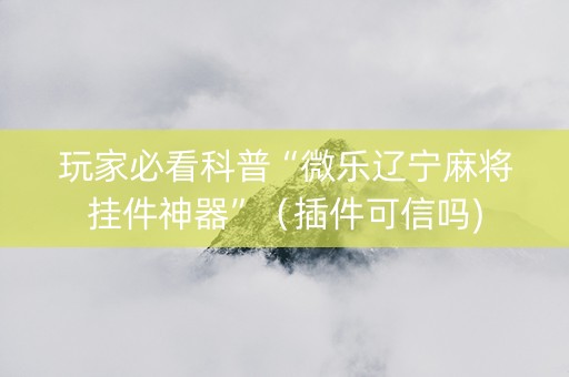 玩家必看科普“微乐辽宁麻将挂件神器”（插件可信吗)