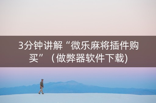 3分钟讲解“微乐麻将插件购买”（做弊器软件下载)