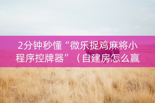 2分钟秒懂“微乐捉鸡麻将小程序控牌器”（自建房怎么赢)