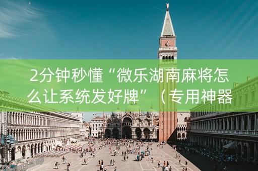 2分钟秒懂“微乐湖南麻将怎么让系统发好牌”（专用神器)