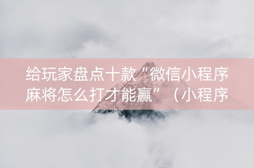 给玩家盘点十款“微信小程序麻将怎么打才能赢”（小程序必赢神器)