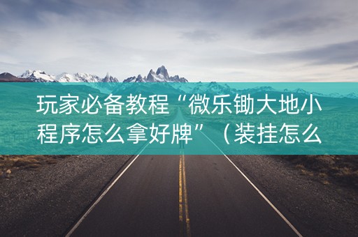 玩家必备教程“微乐锄大地小程序怎么拿好牌”（装挂怎么安装)