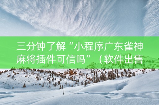 三分钟了解“小程序广东雀神麻将插件可信吗”（软件出售)