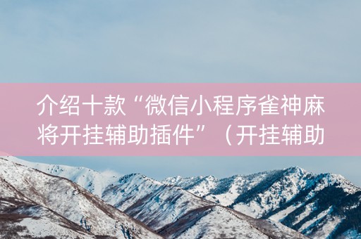 介绍十款“微信小程序雀神麻将开挂辅助插件”（开挂辅助插件)